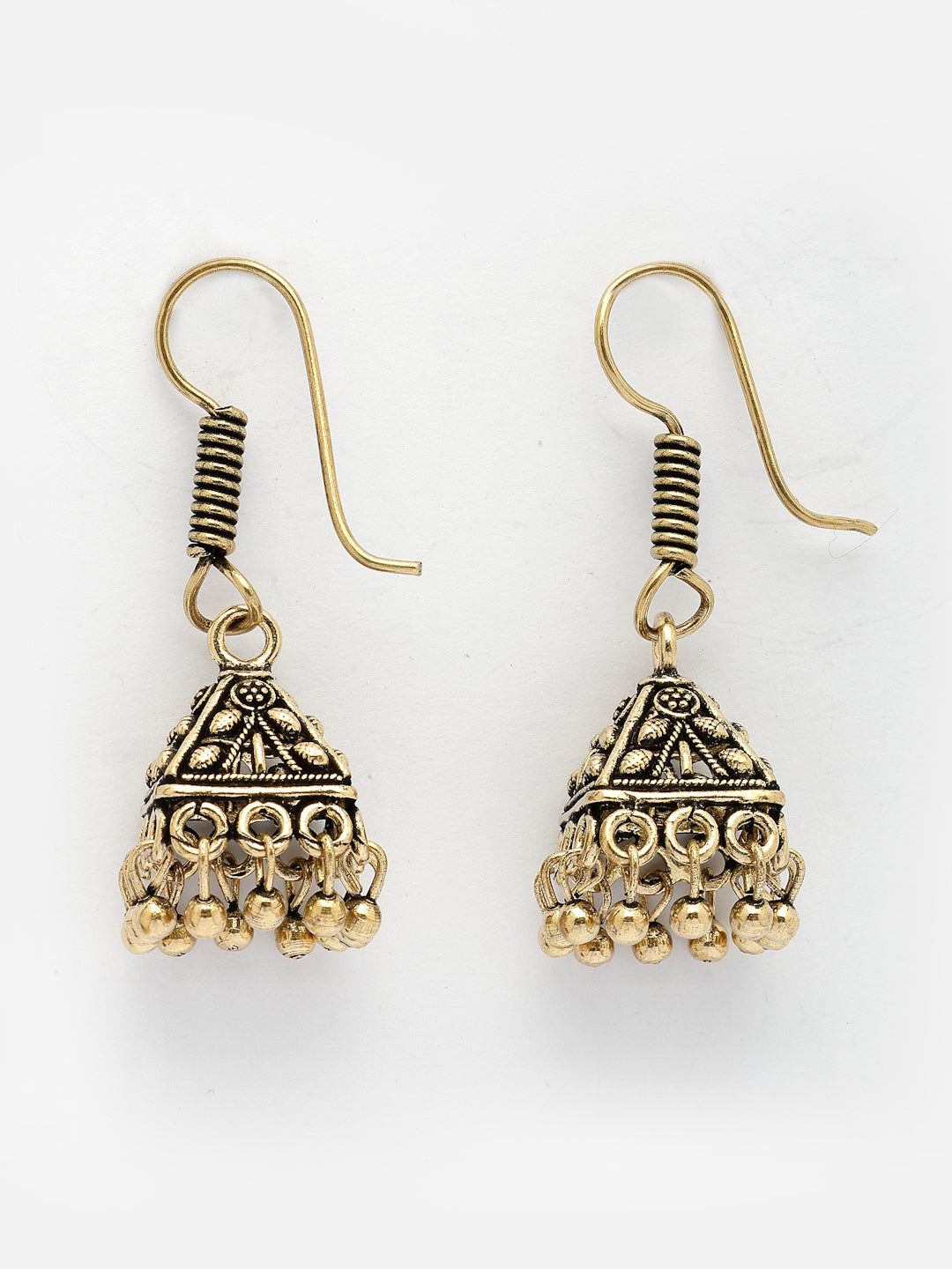 NVR Women's Oxidized Gold-Polished Jhumka Earrings