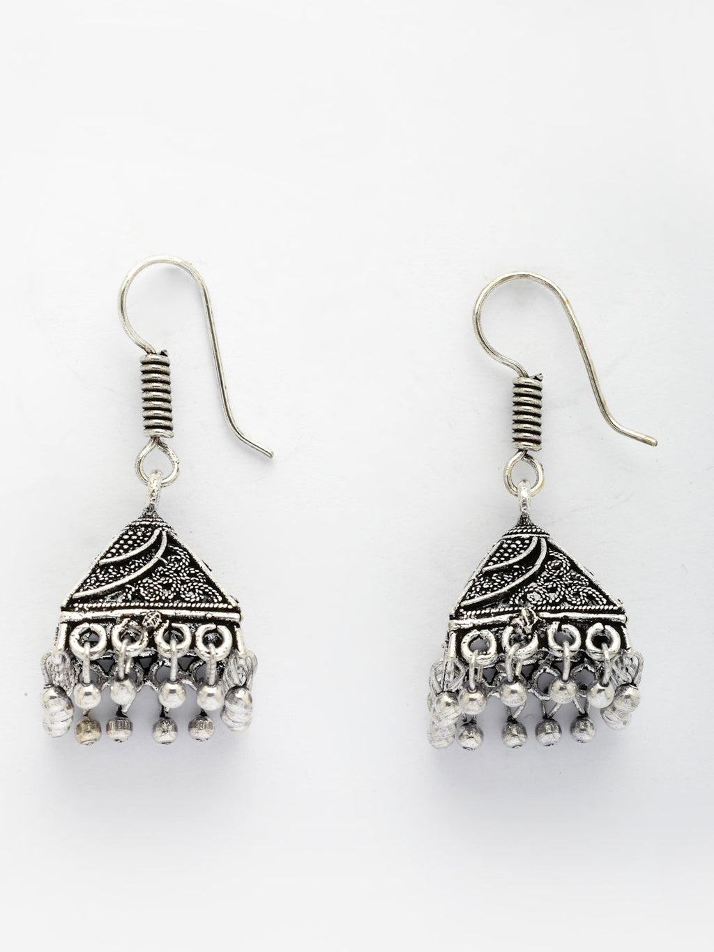 NVR Women's Oxidized Silver Plated Jhumka Earrings