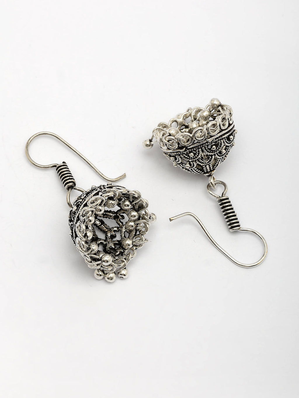 NVR Women Silver Plated German Silver Jhumka Earrings