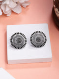 NVR Women Oxidized Silver Plated Round Shape Traditional Stud Earrings