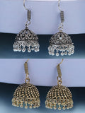 NVR Women Set of 2 Oxidized German Silver Jhumka Earrings