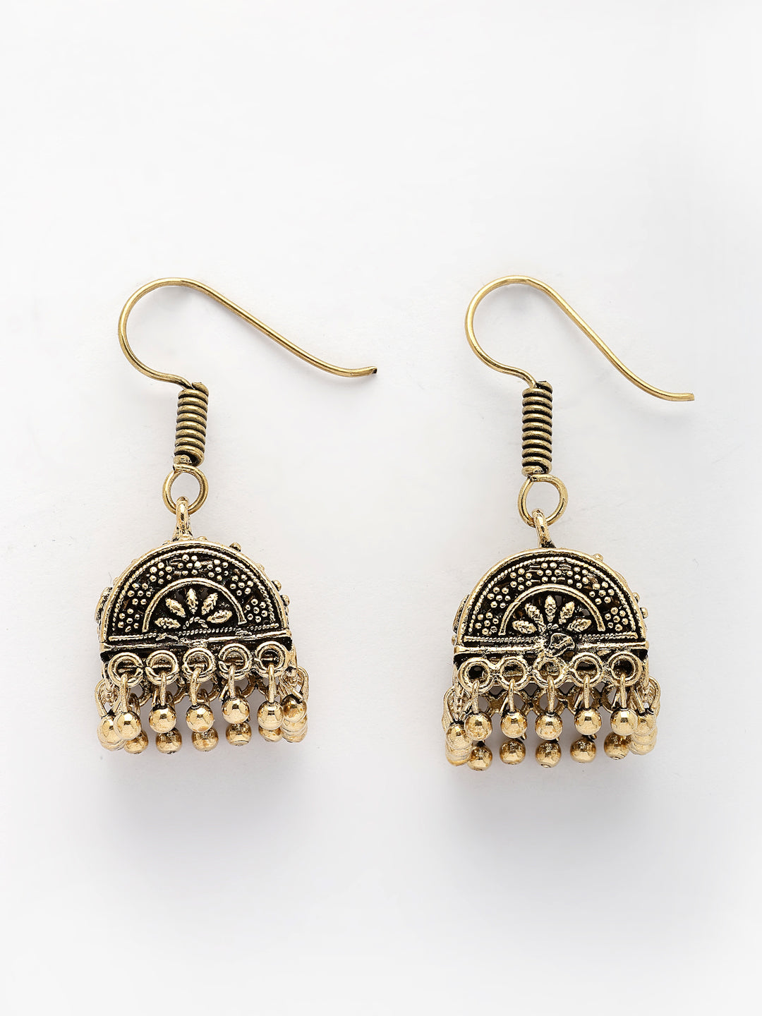 NVR Women Set of 2 Oxidized Contemporary Jhumka Earrings