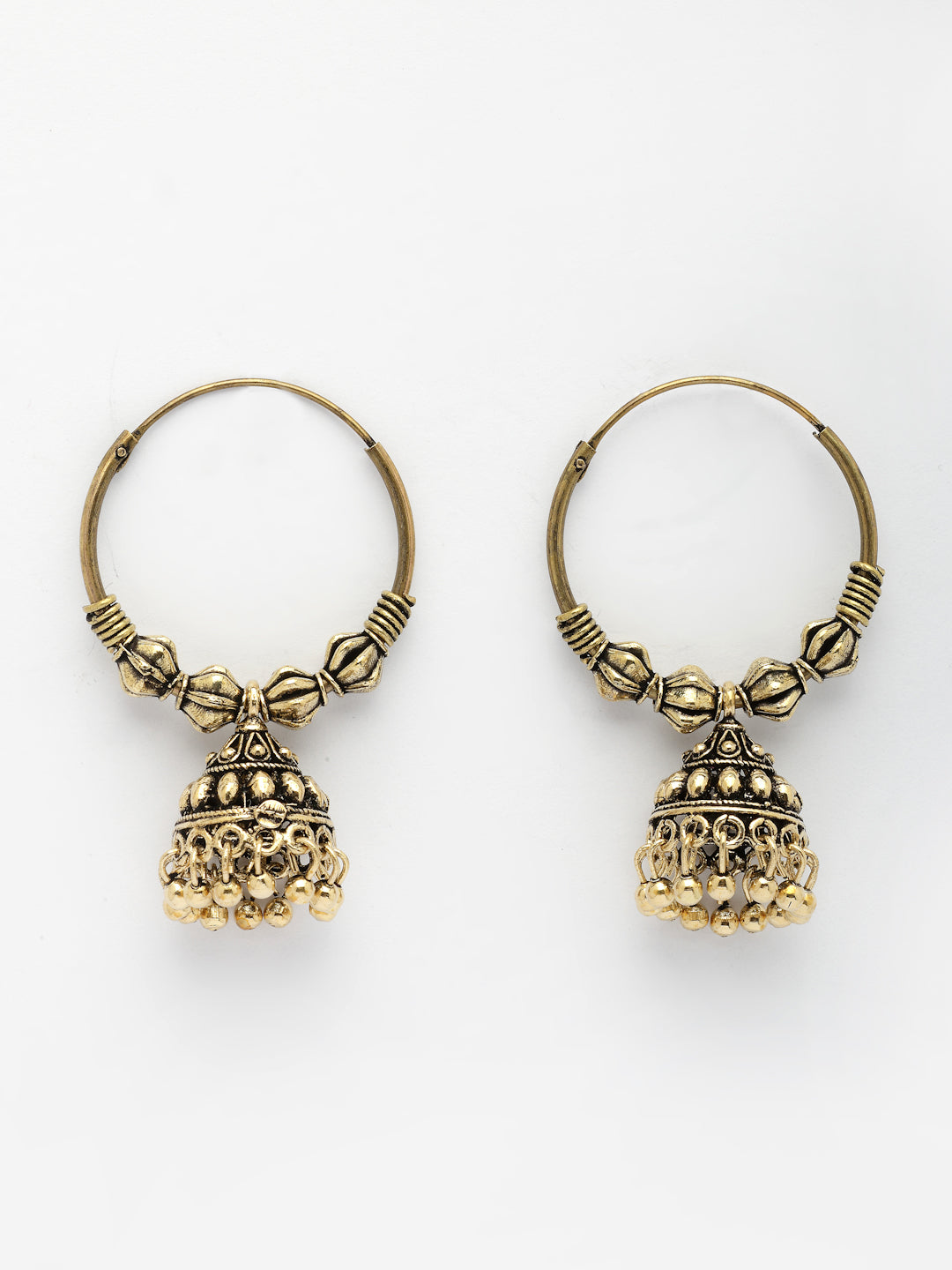 NVR Women's Traditional Set of 2 Oxidized Jhumka Earrings