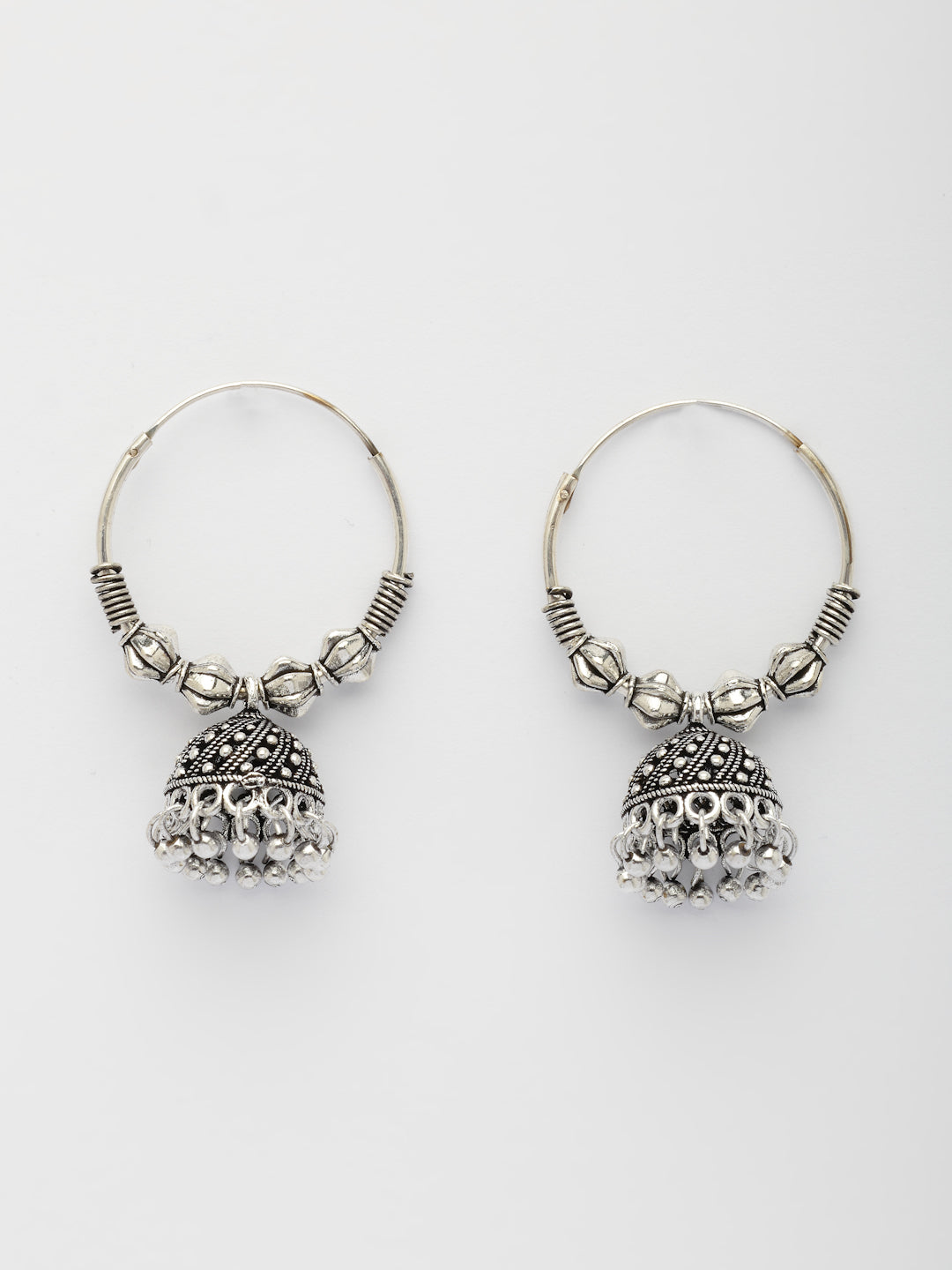 NVR Women's Traditional Set of 2 Oxidized Jhumka Earrings