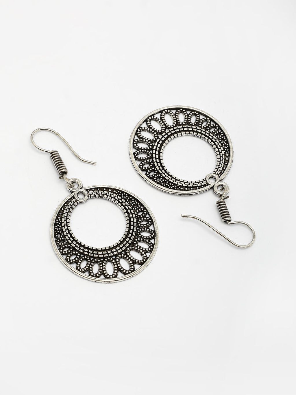 NVR Women Set of 3 Silver Plated Oxidized Traditional Earrings