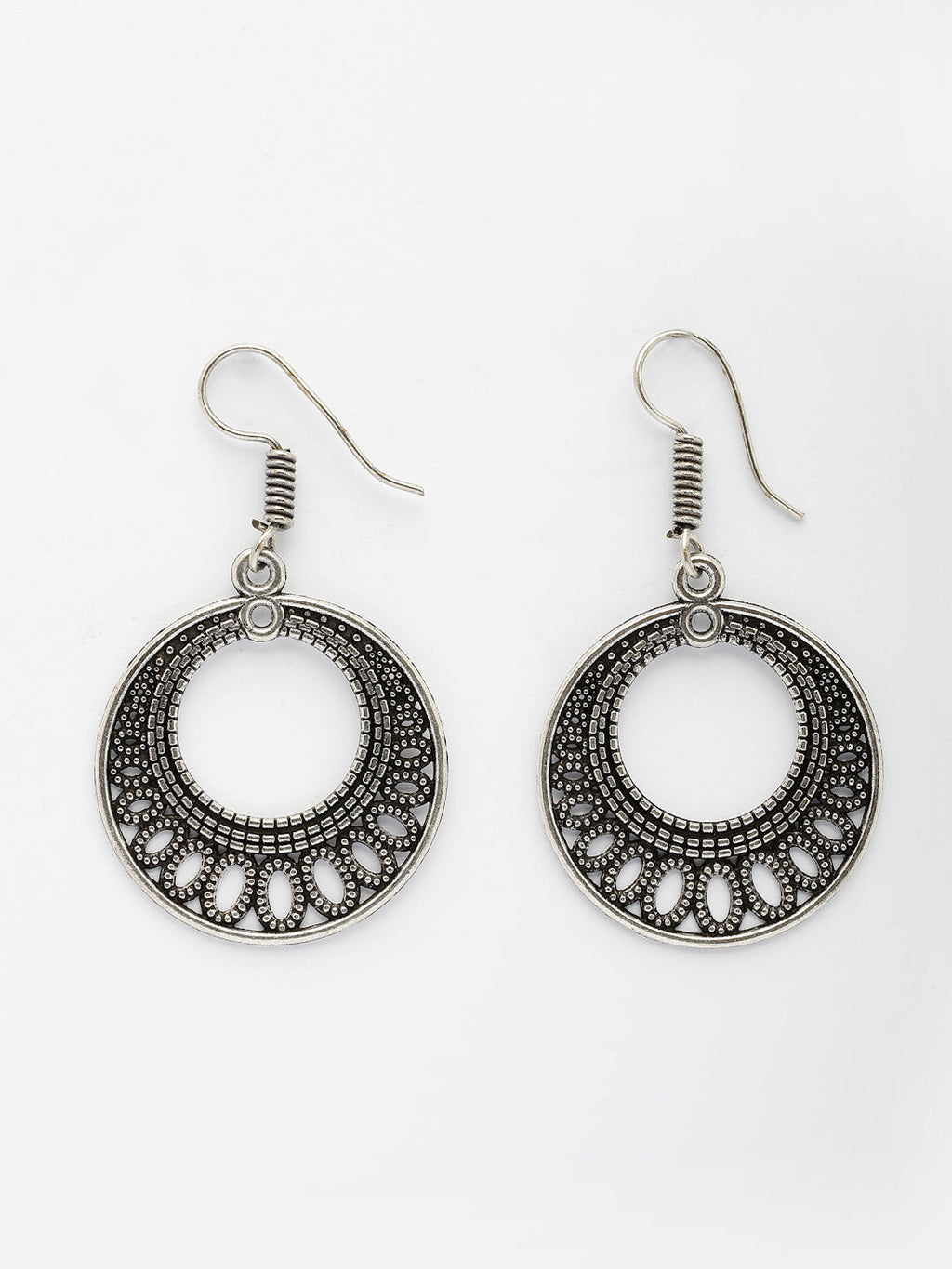 NVR Women Set of 3 Silver Plated Oxidized Traditional Earrings