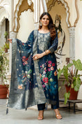 The52 Women Gorgeous Chanderi Cotton Fabric Straight Kurta, Pant and Dupatta Set