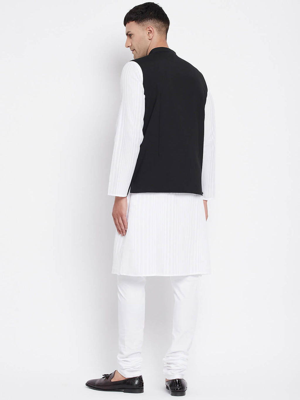 Even Apparels Black Pure Cotton White Kurta Sets With Eid Insignia Jackets PW66