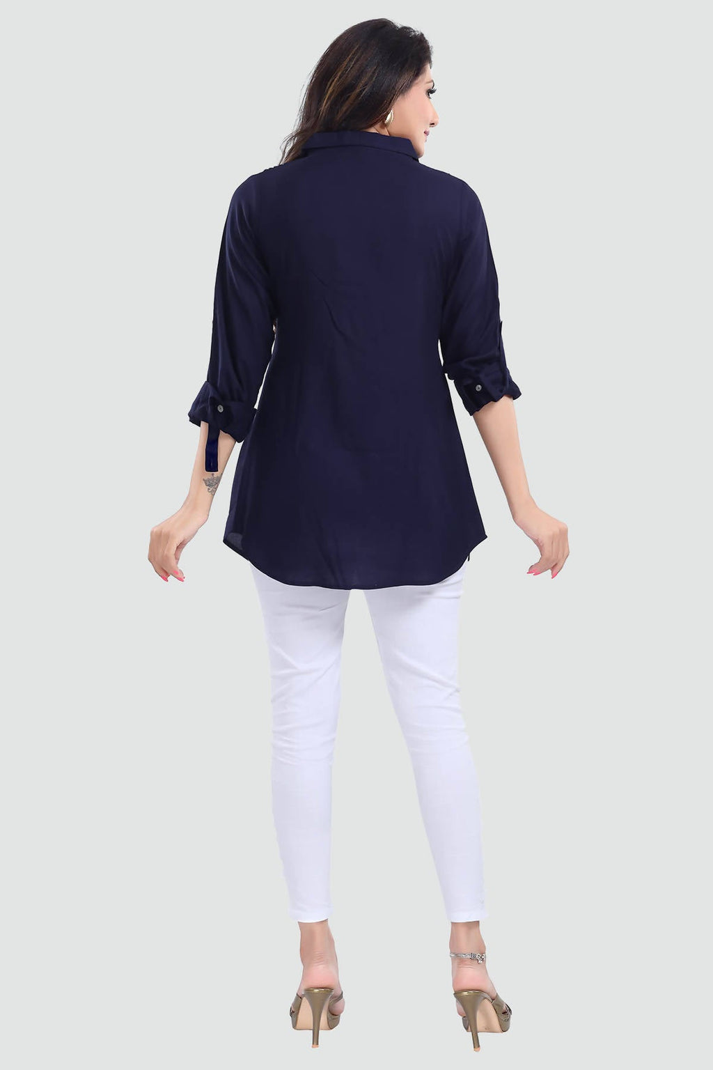 Snehal Creations Navy Blue Rayon Classy Tunic For Ultimate Look