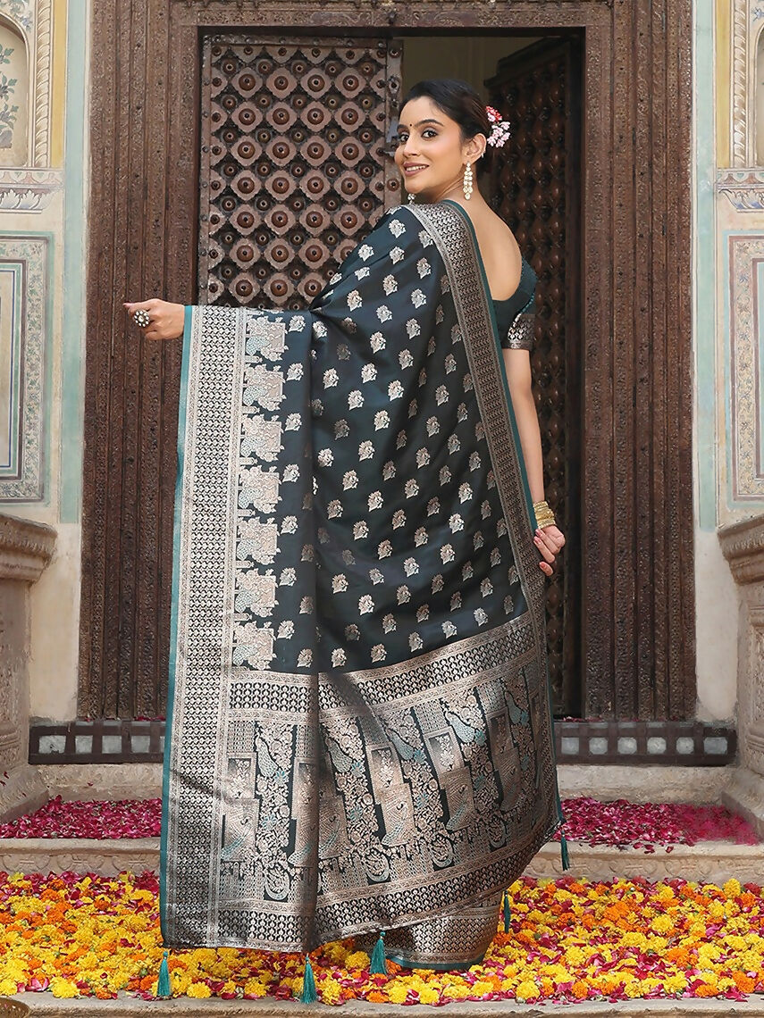 Shree Shyam Fashion Teal Silk Saree