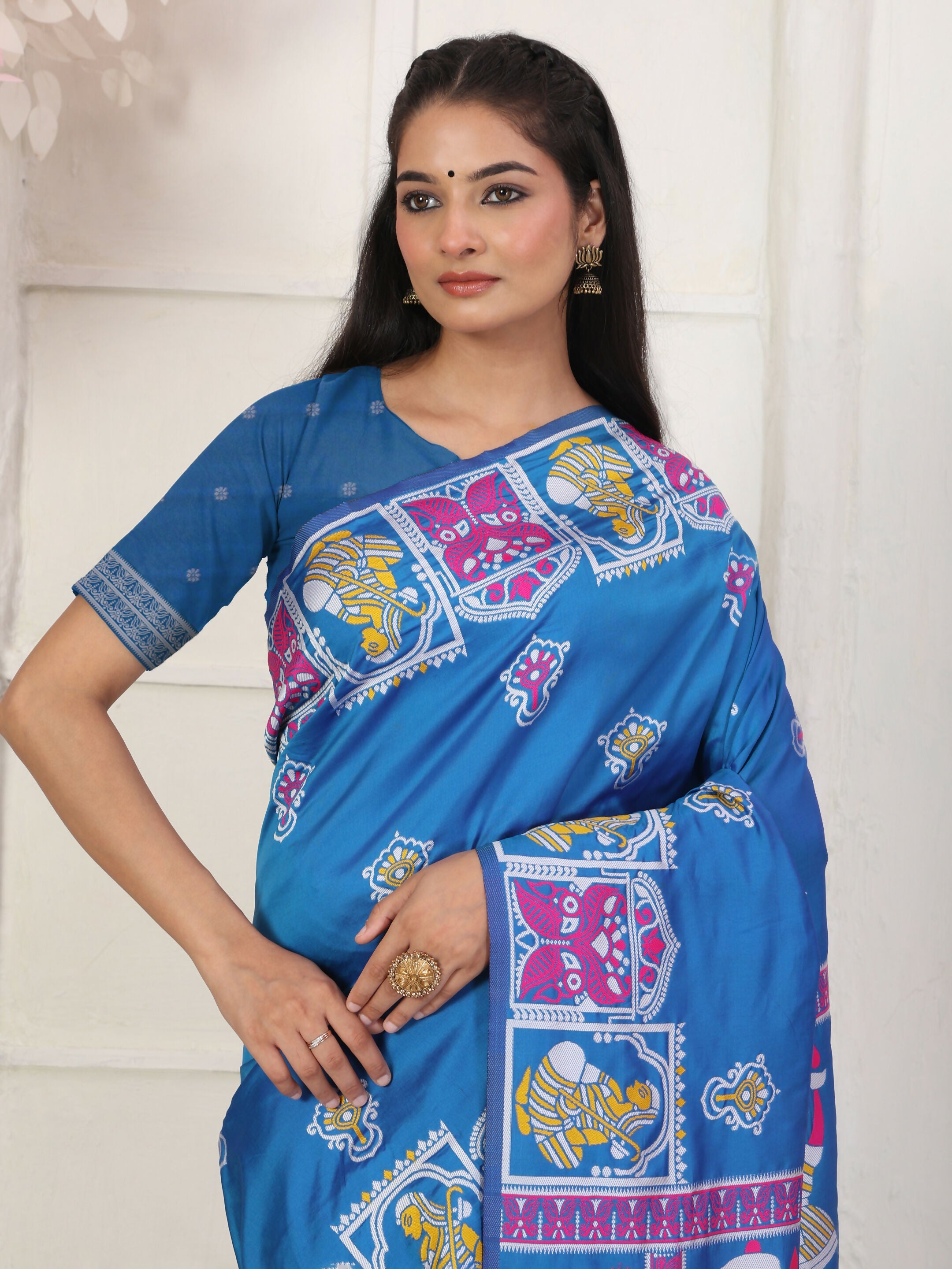Shree Shyam Fashion Silk Blend Blue Saree