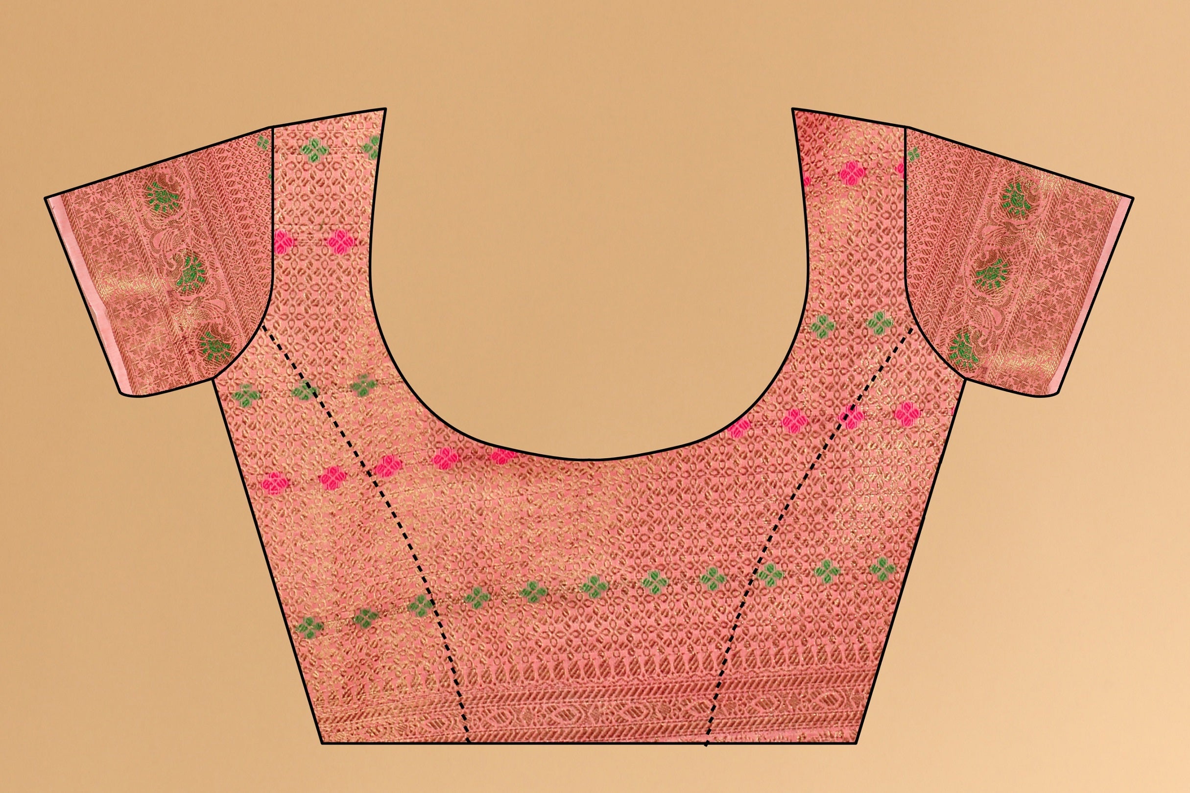 Vedant Vastram Soft Cotton Silk Kanjeevaram Saree - Peach