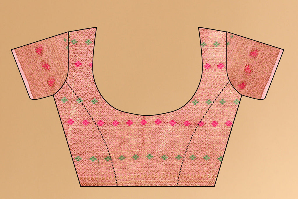 Vedant Vastram Soft Cotton Silk Kanjeevaram Saree - Pink