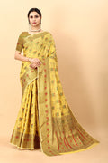 Vedant Vastram Soft Cotton Silk Kanjeevaram Saree - Yellow