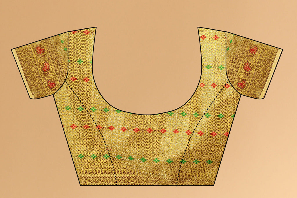 Vedant Vastram Soft Cotton Silk Kanjeevaram Saree - Yellow