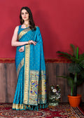 Vedant Vastram Soft Litchi Silk Paithani Silk Saree - Rama
