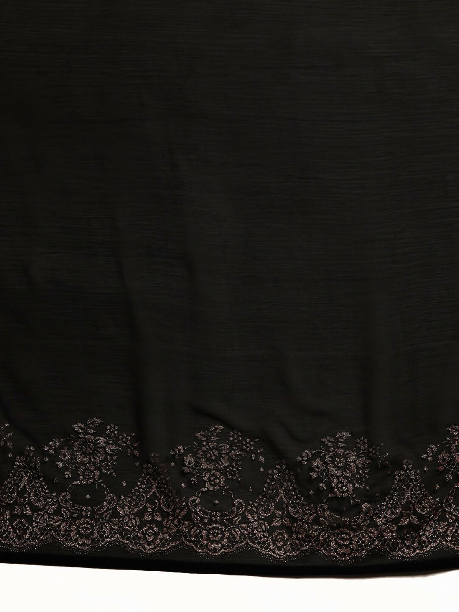 Ahalyaa Women's Traditional Semi Stitch Saree - Black