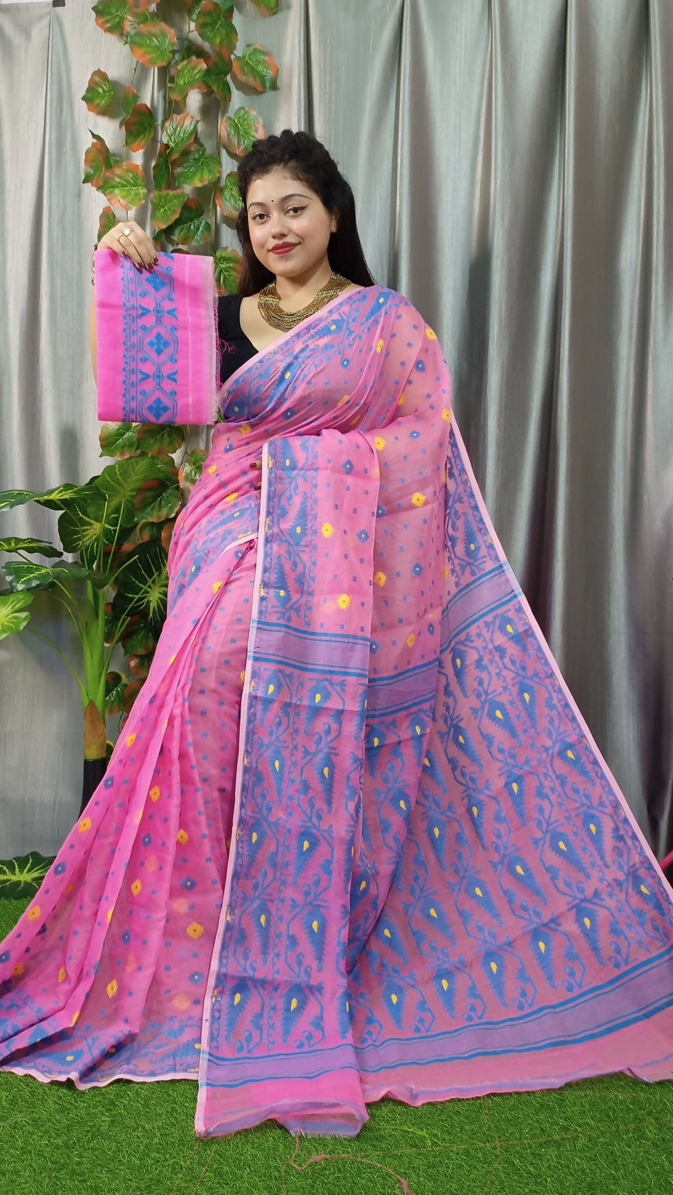 Exclusive Collection Pink Beautiful Jamdani Collection Saree