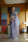 Vamsee Manbhari Purple Organza Saree