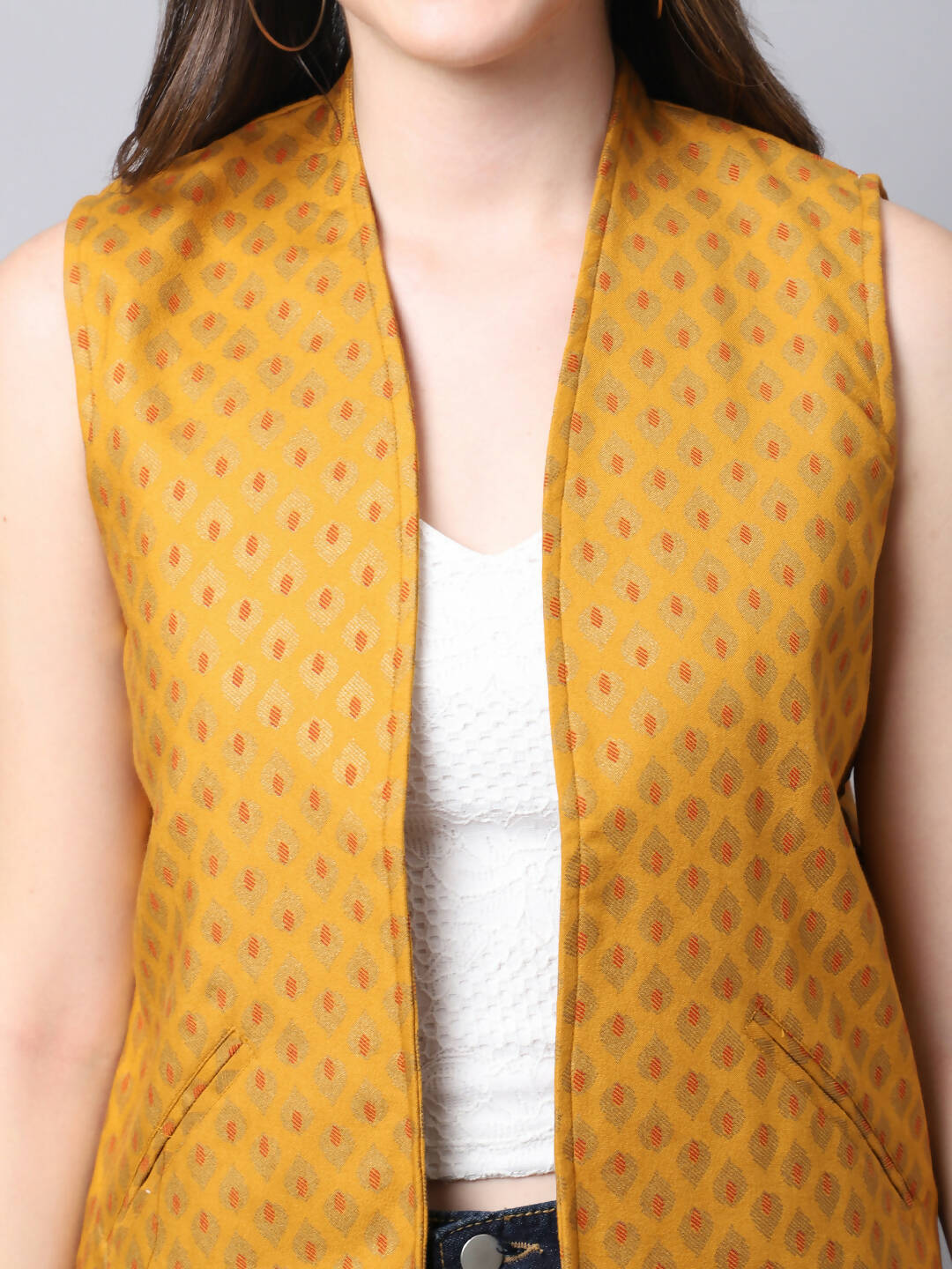 Even Apparels Multi Viscose Rayon Open Front Women's Waistcoat