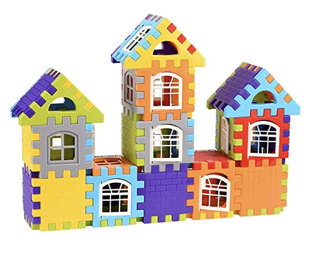Kipa Multi Colored 72 Pcs Mega Jumbo Happy Home House Building Blocks with Attractive Windows and Smooth Rounded Edges - Building Blocks for Kids