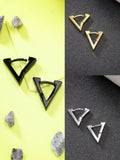 NVR Men's Set of 3 Multicolor Rhodium-Plated Geometric Shape Stainless Steel Studs Earring