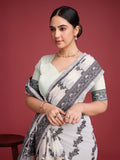 Vedant Vastram Dhakai Jamdani Cotton Saree - Black