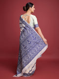 Vedant Vastram Dhakai Jamdani Cotton Saree - Navy