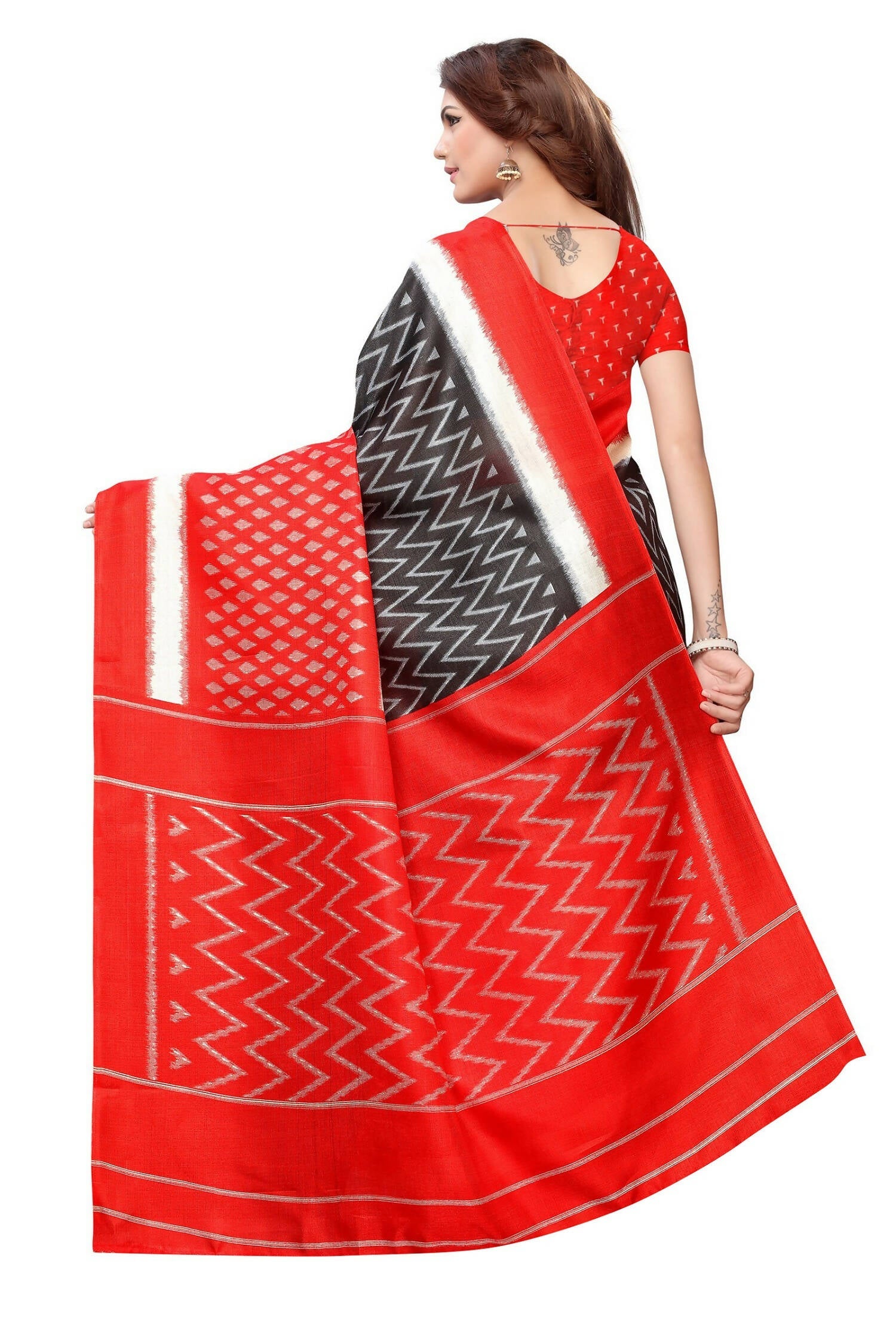 Vamika Red Kalamkari With Jhalar Khadi Silk Saree In Latest Fashion