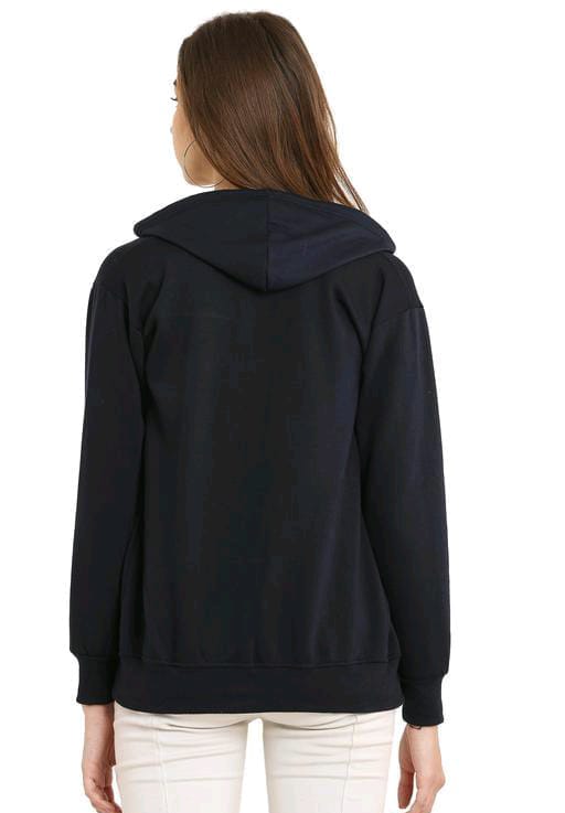 PAVONINE Navy Blue Color Casual Winter Wear Hoodie Sweatshirt For Girls