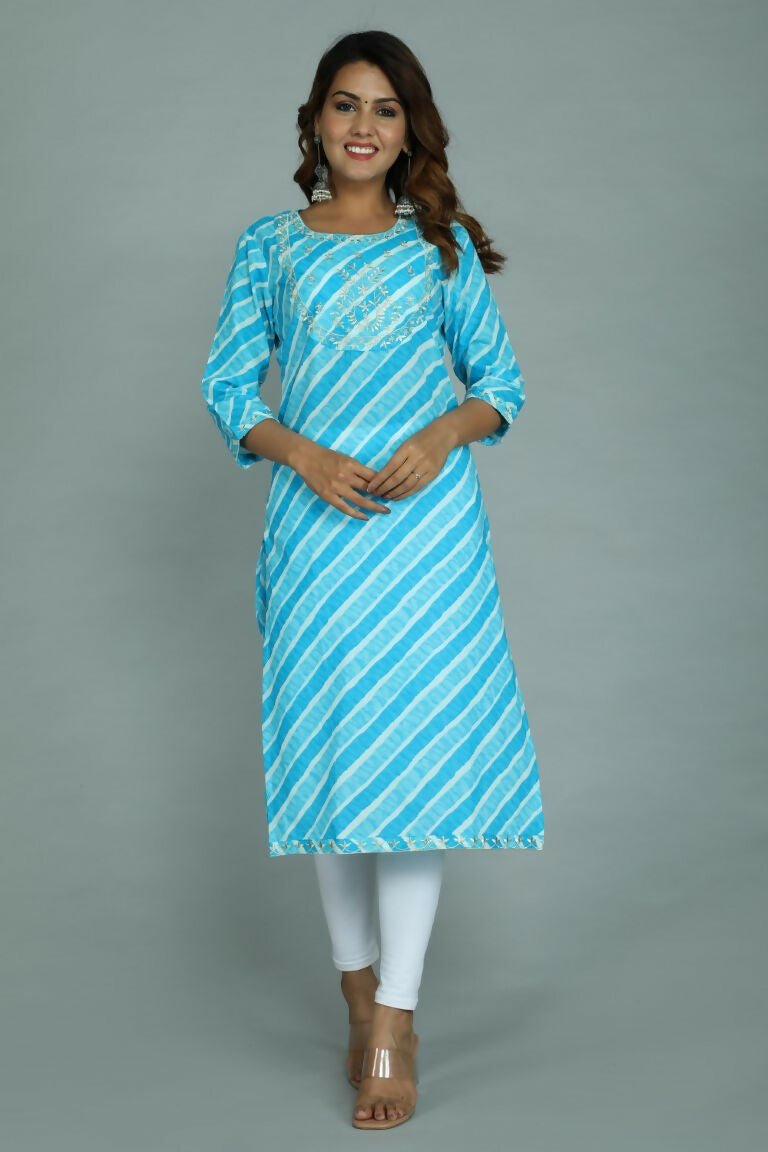 Alvano Women's Stylish Cotton Blend Laheriya Kurti