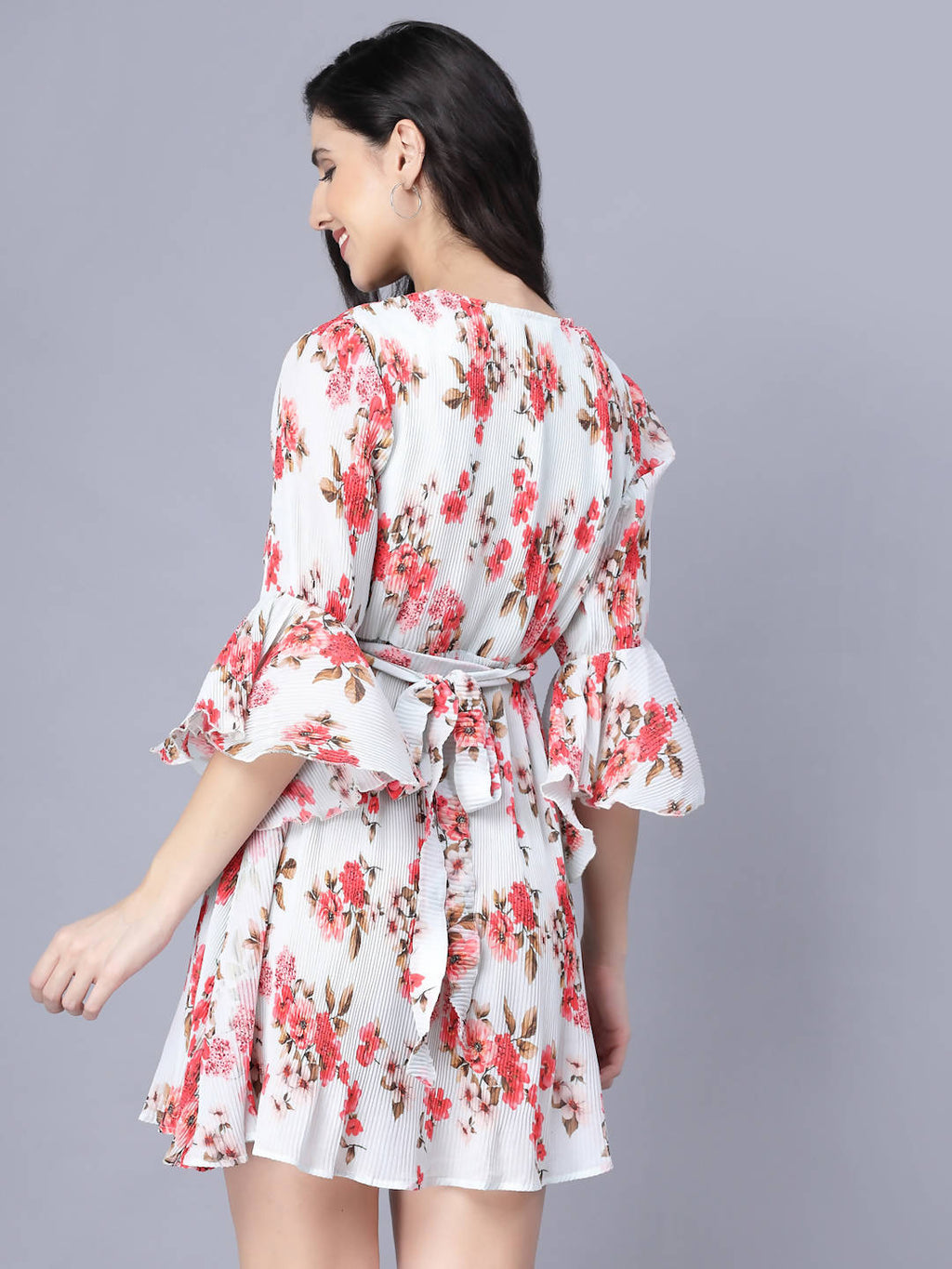 Myshka Georgette Printed 3/4 Sleeve V Neck Women Tunic
