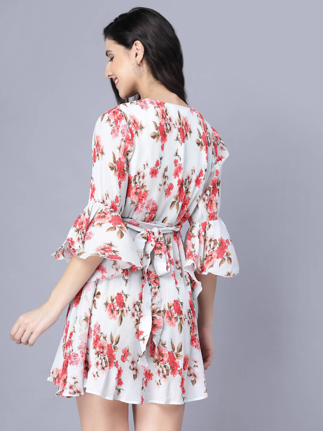 Myshka Georgette Printed 3/4 Sleeve V Neck Women Tunic