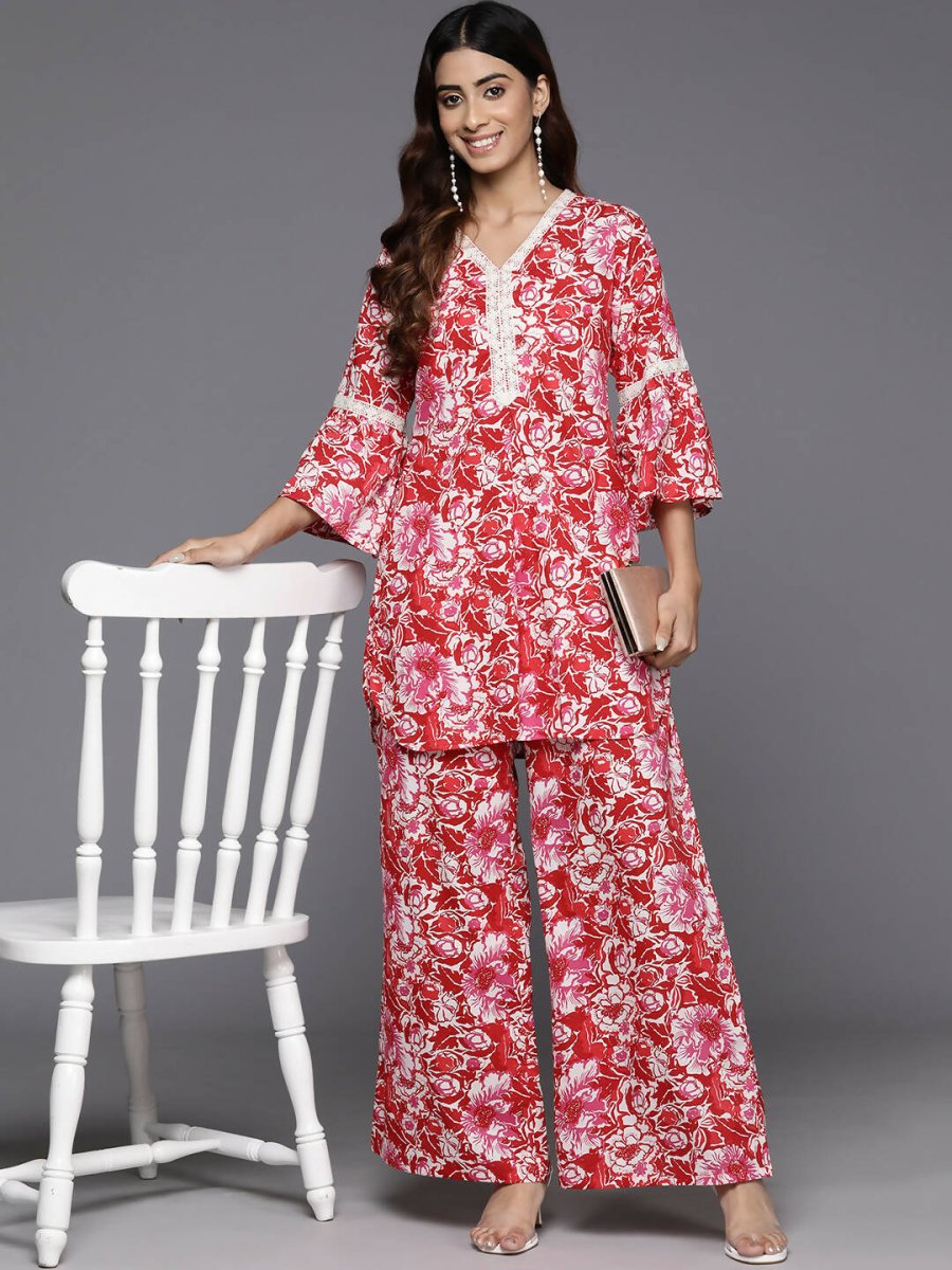 Ahalyaa Women's Traditional Wear Co-ods - Red