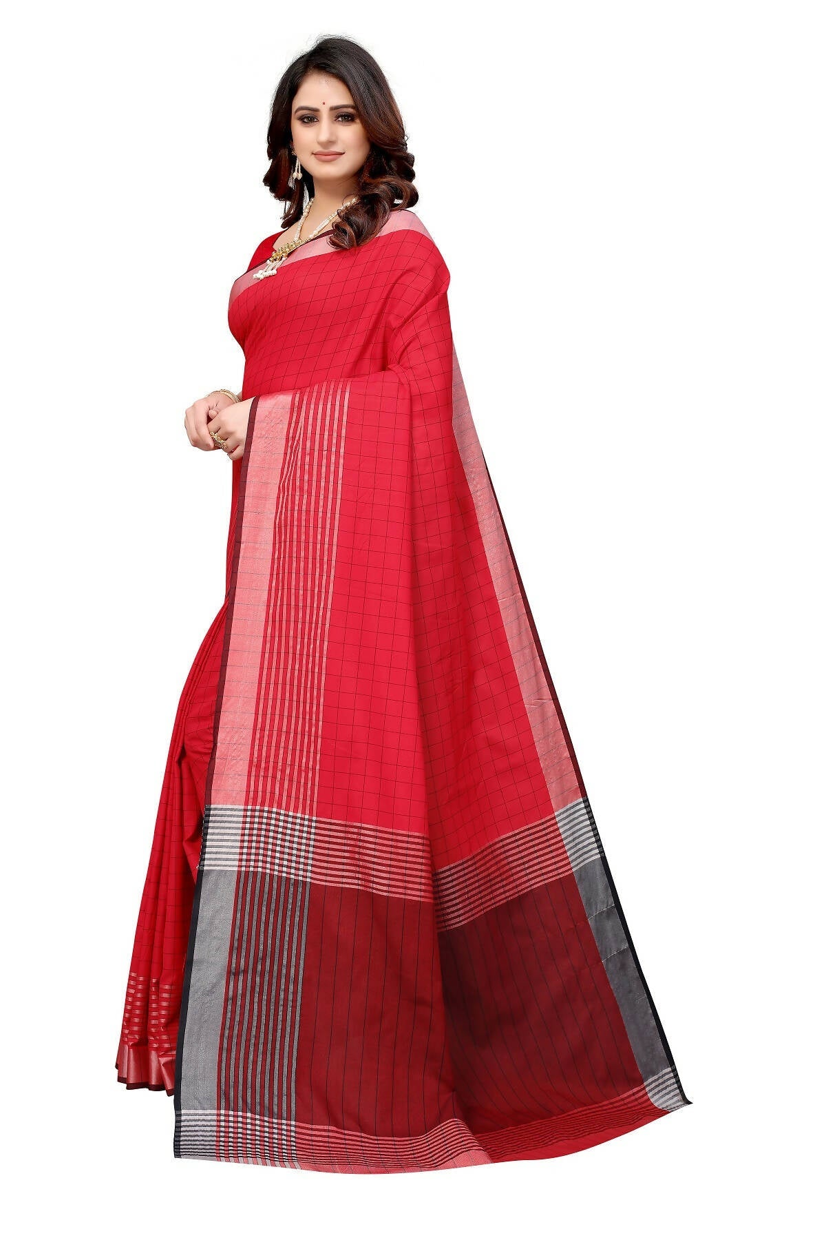 Vamika Red Cotton Silk Saree