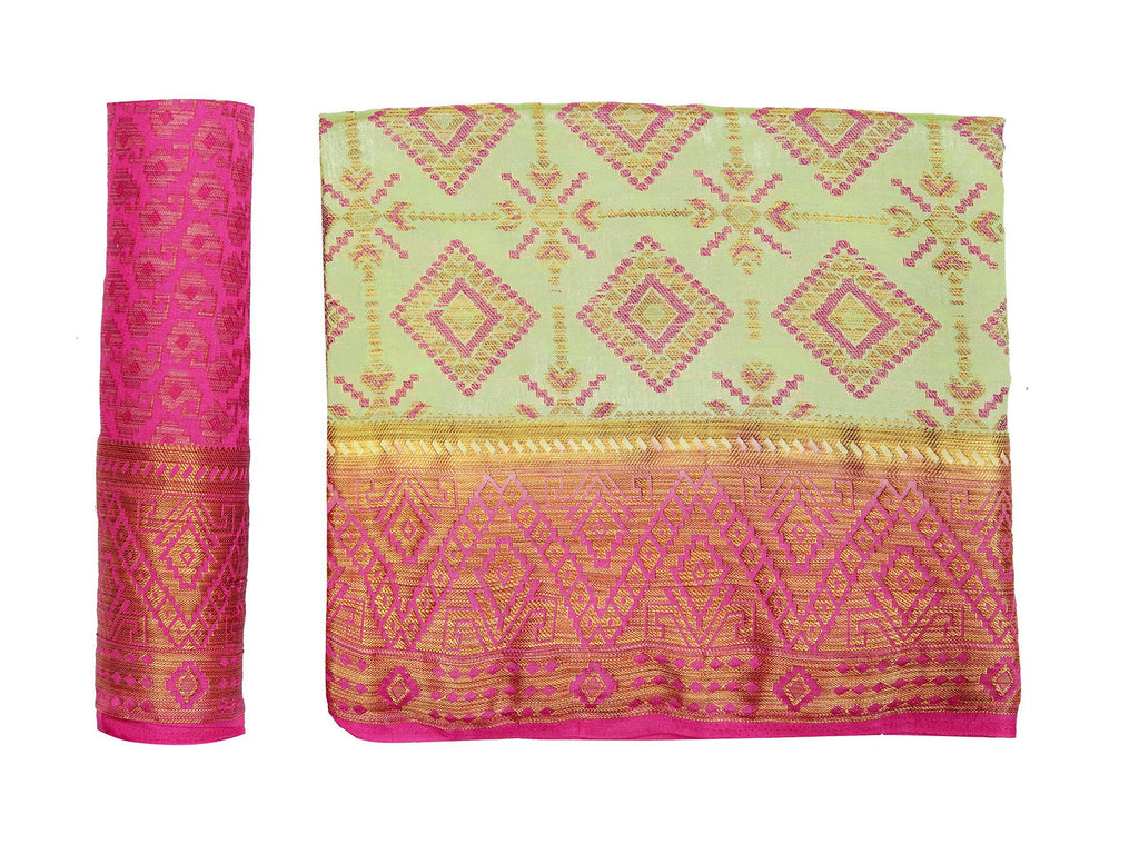 Mimosa Women's Patola Style Art Silk Green Saree