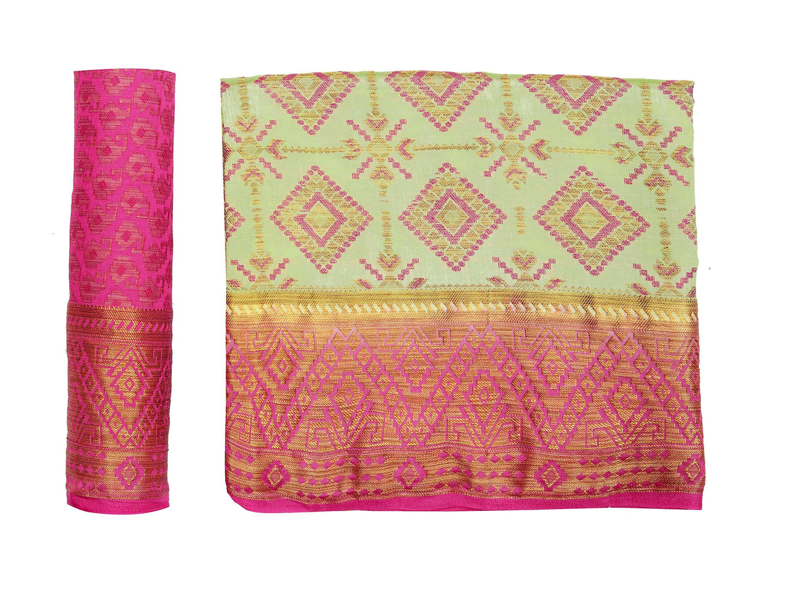 Mimosa Women's Patola Style Art Silk Green Saree