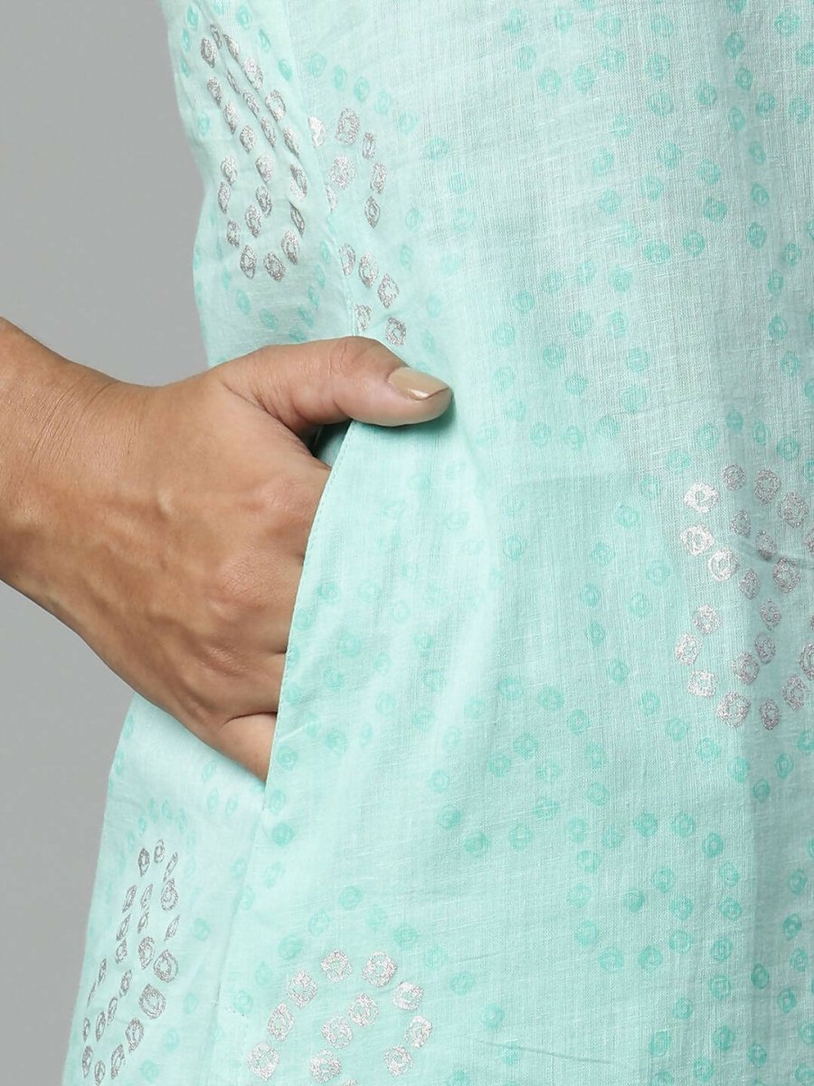 Ahalyaa Womens Summer Blue Color Pure Cotton Printed Kurtas