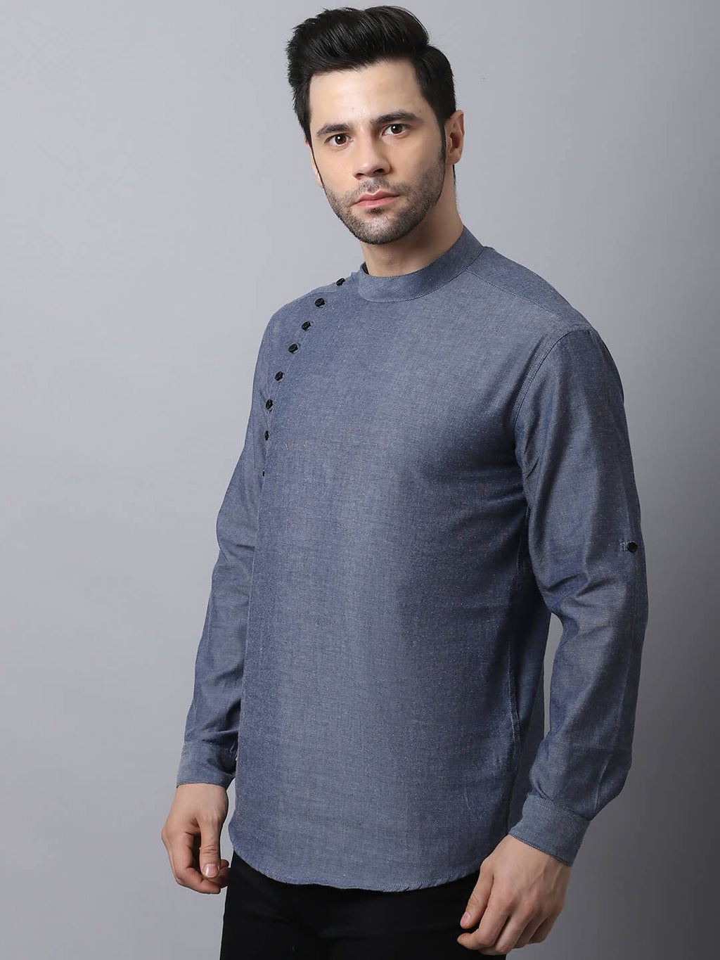Even Apparels Grey Pure Cotton Men's Kurta With Side Placket