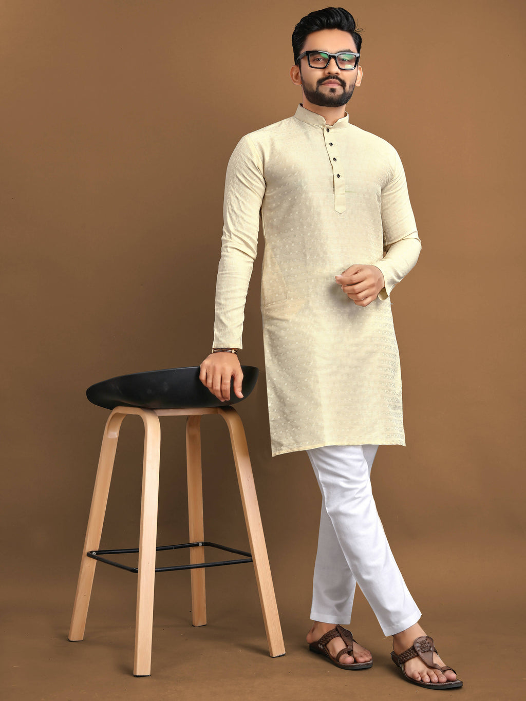 Party Wear Kurta Pajama for Men by Infinity Export - Cream
