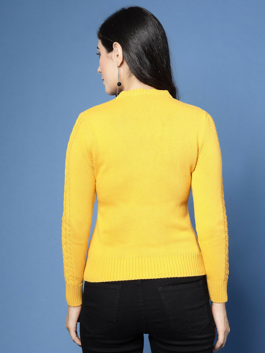 Women Winter Mustard Cotton Cardigan - Wool Trees