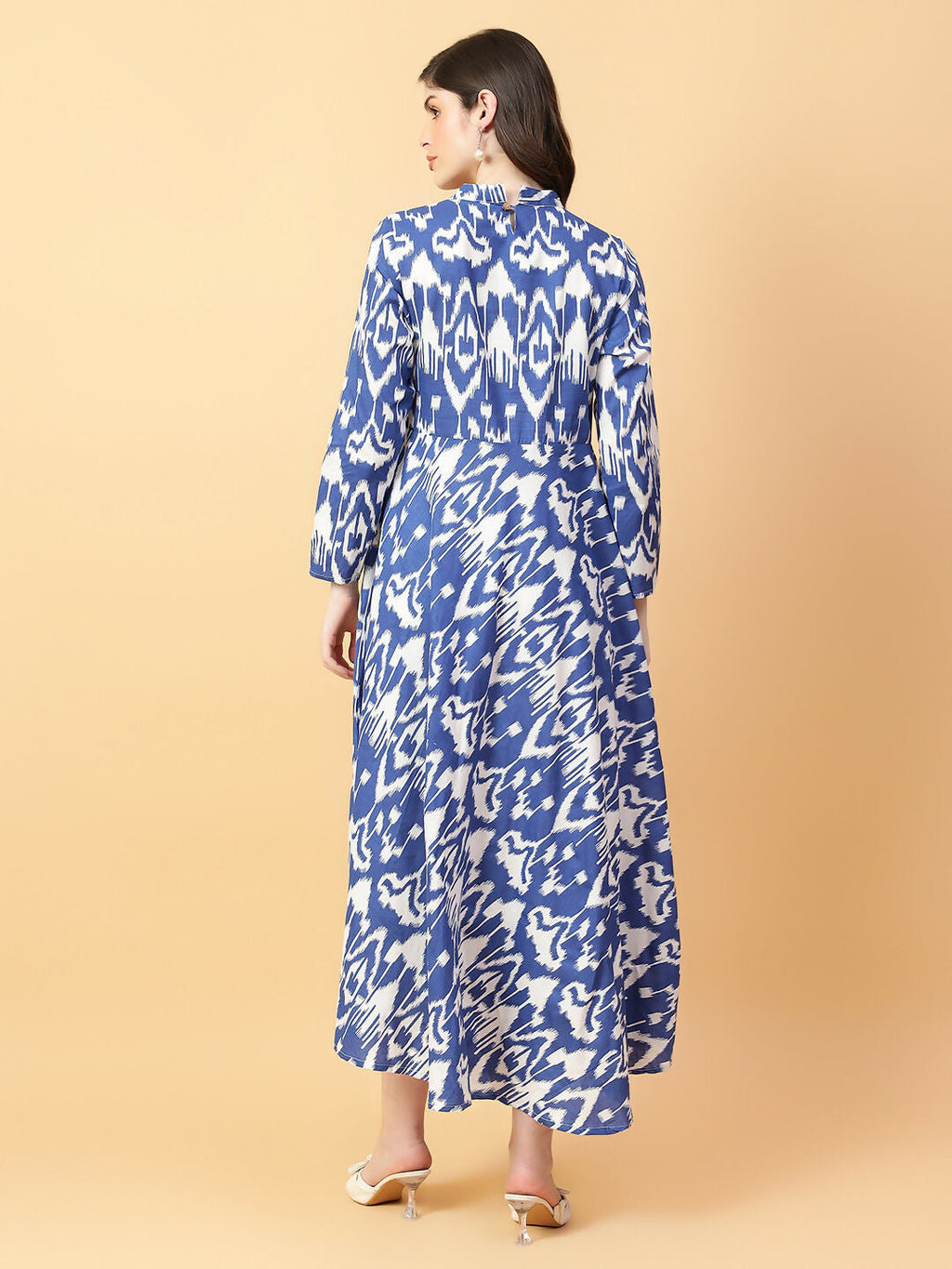Joban Fashion Blue Cotton Printed & Hand Work Dress