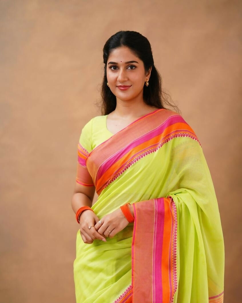 Exclusive Collection Light Green Beautiful Khadi Cotton Handloom Saree