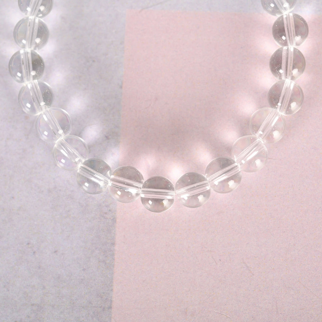 NVR Men & Women Transparent Beaded Elasticated Bracelet