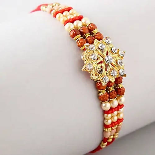 Pretty Rudraksha Rakhi And Cashew Jar