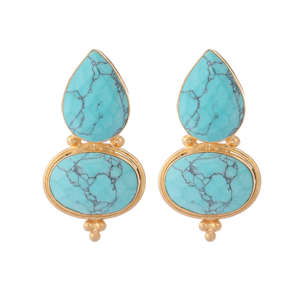Nuyug 22K Gold Plated Turquoise Embrace Earrings