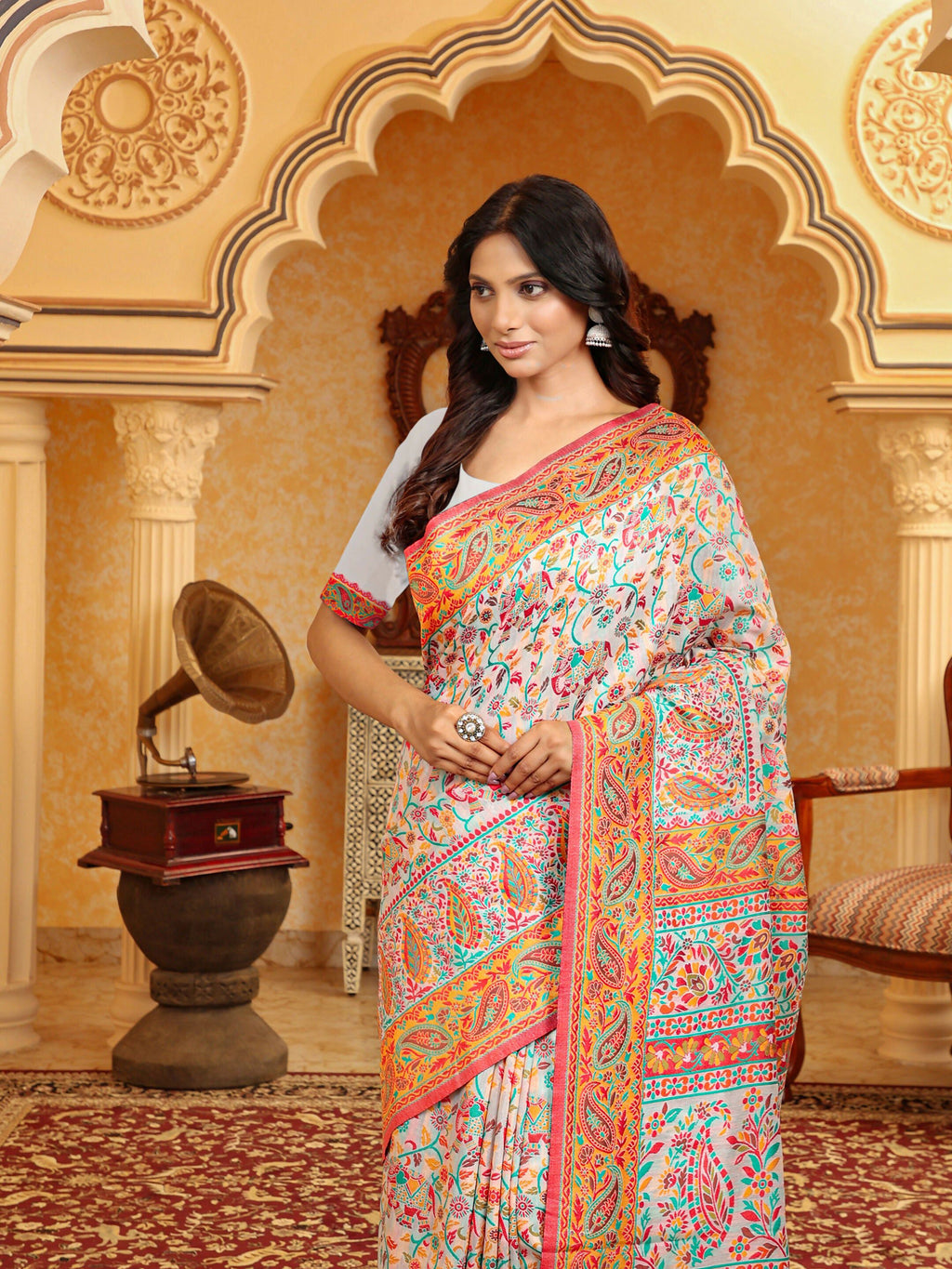 Shree Shyam Fashion Linen Cotton(Woven Work) Multicolour Saree