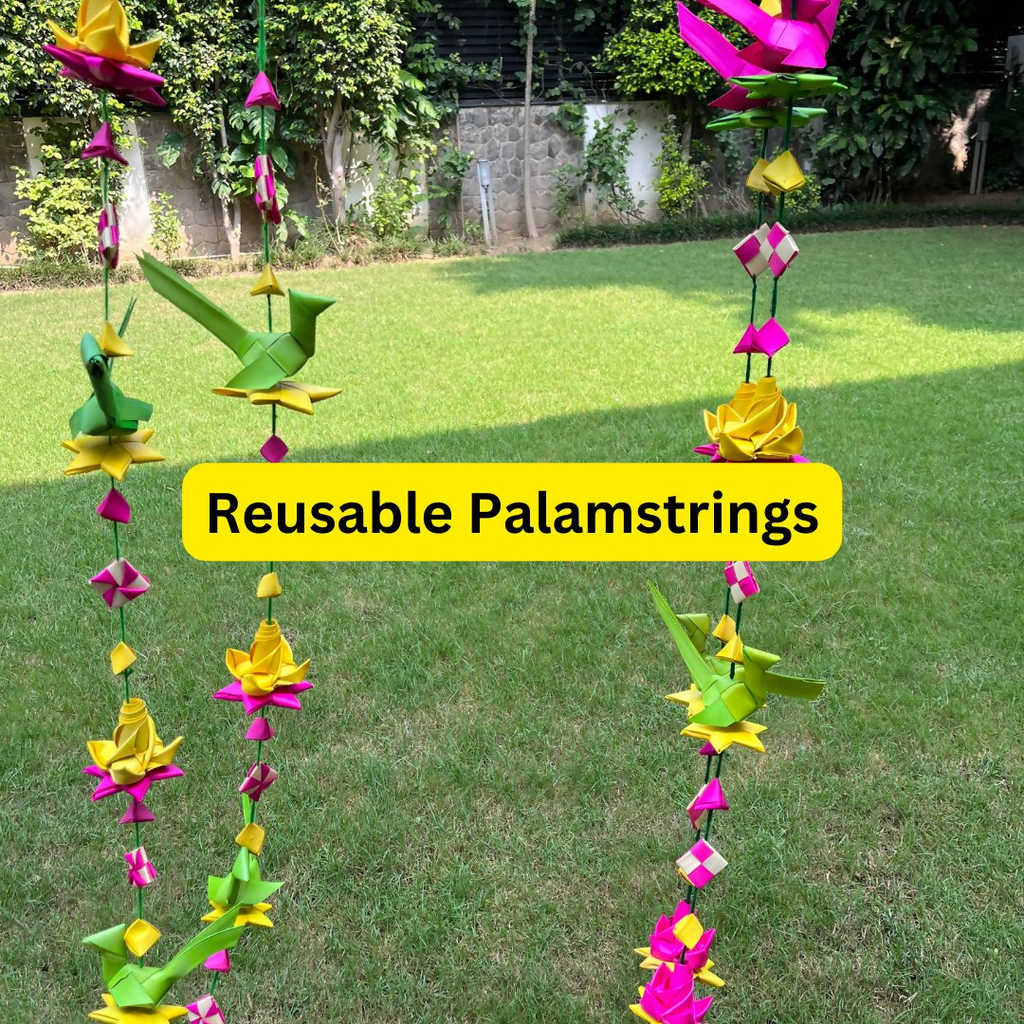 Shuddh Natural Hand Made Palm Leaf Lotus & Parrot Hanging