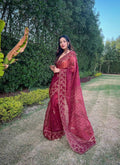 Vamsee Pink Organza Saree
