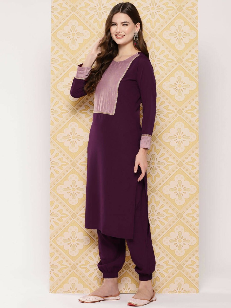 Ahalyaa Women's Traditional wear Kurta Set - Burgundy